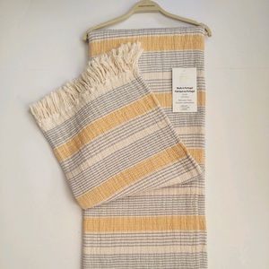 🎁Texteis Penedo Throw Blanket - Cotton Mixed Stripe  - Multi